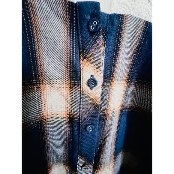 Joyfolie Plaid Lace Trim Peasant Blouse Top Small Sample Boho Cottagecore S - Picture 4 of 8